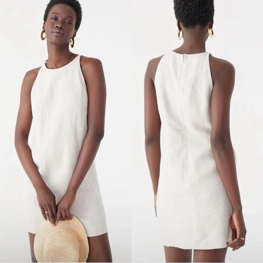 J. Crew Maxine High Neck Shift Dress in Linen Yellow - XS